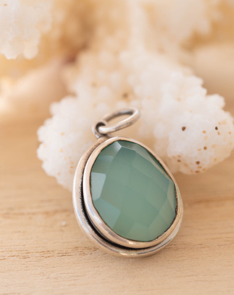 Aqua Chalcedony Pendant ~ Sterling Silver 925 ~ SMP040