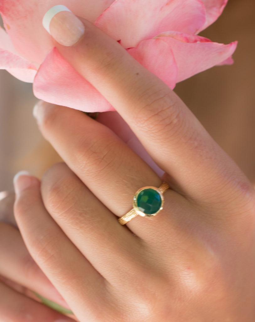 Green Onyx Gold Ring ~ 18k Gold Plated ~ - Maresia Jewelry