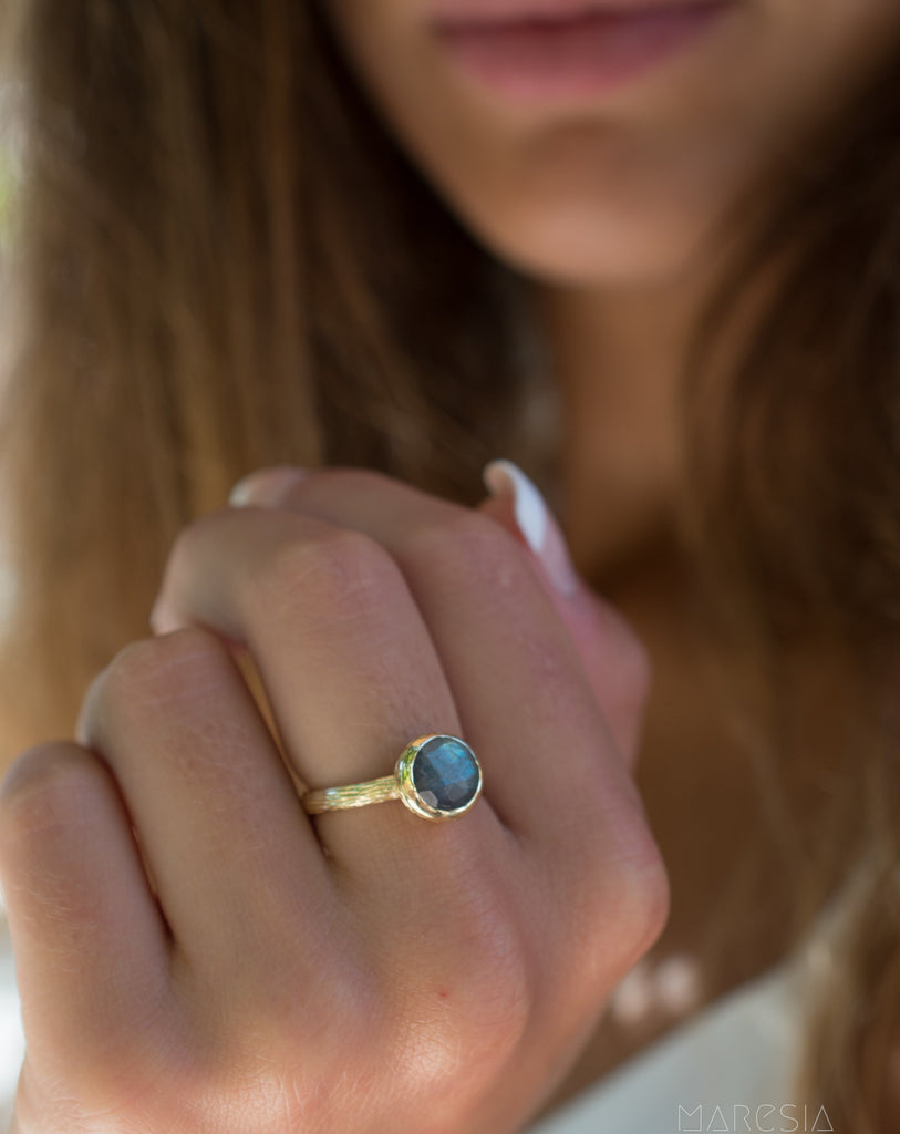 Rainbow Labradorite Ring ~ 18k Gold Plated ~ - Maresia Jewelry