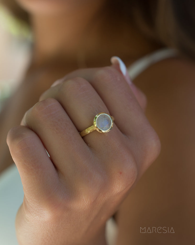 Renata Moonstone Gold Ring ~ 18k Gold Plated ~ SMR123