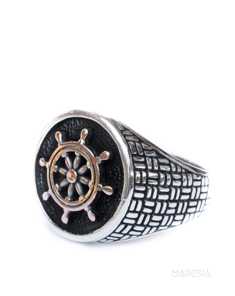 Boat Steering Wheel Men's Ring ~ Sterling Silver 925 ~