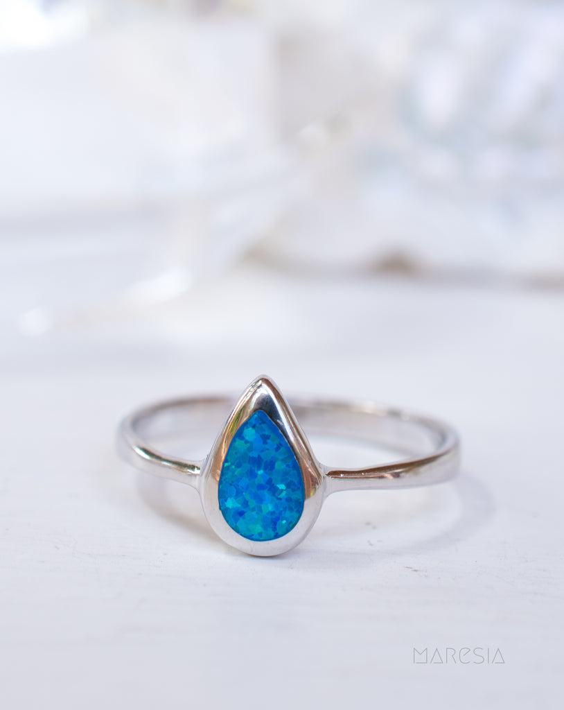 Blue Opal Ring ~Sterling Silver 925~ SMR047
