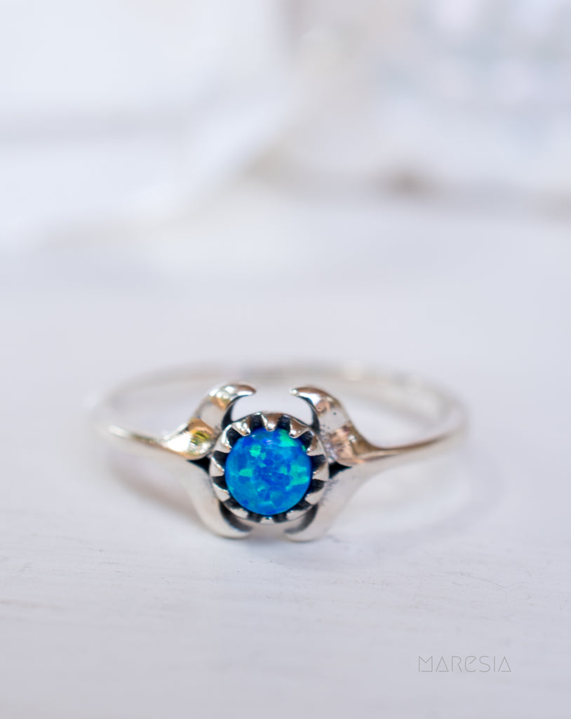 Mermaid  Tail Blue Opal Ring ~Sterling Silver 925~ SMR049