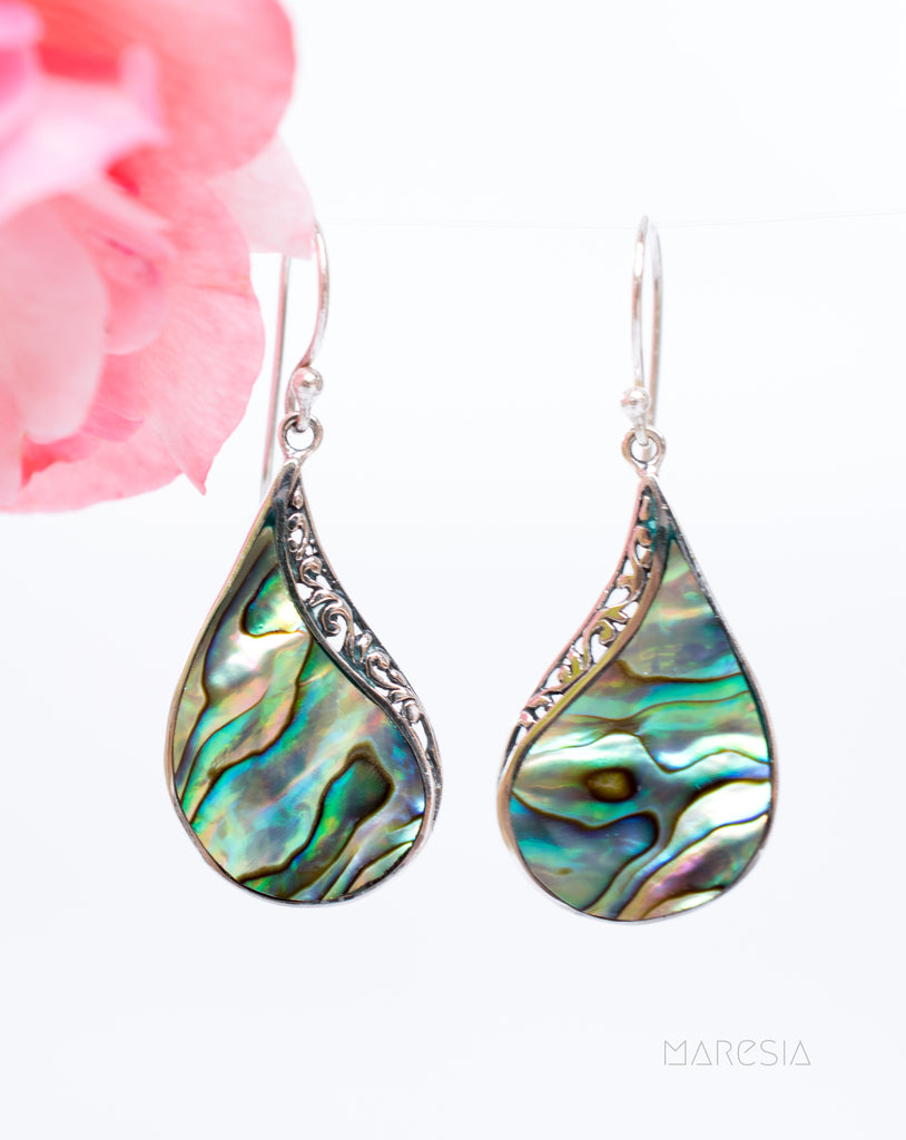 Abalone, Mother of Pearl or Coral Earrings ~ Sterling Silver 925 ~ SME059