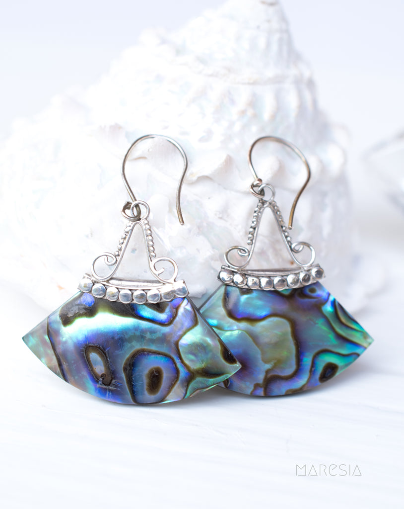 Abalone or Coral Earrings ~ Sterling Silver 925 ~ SME056