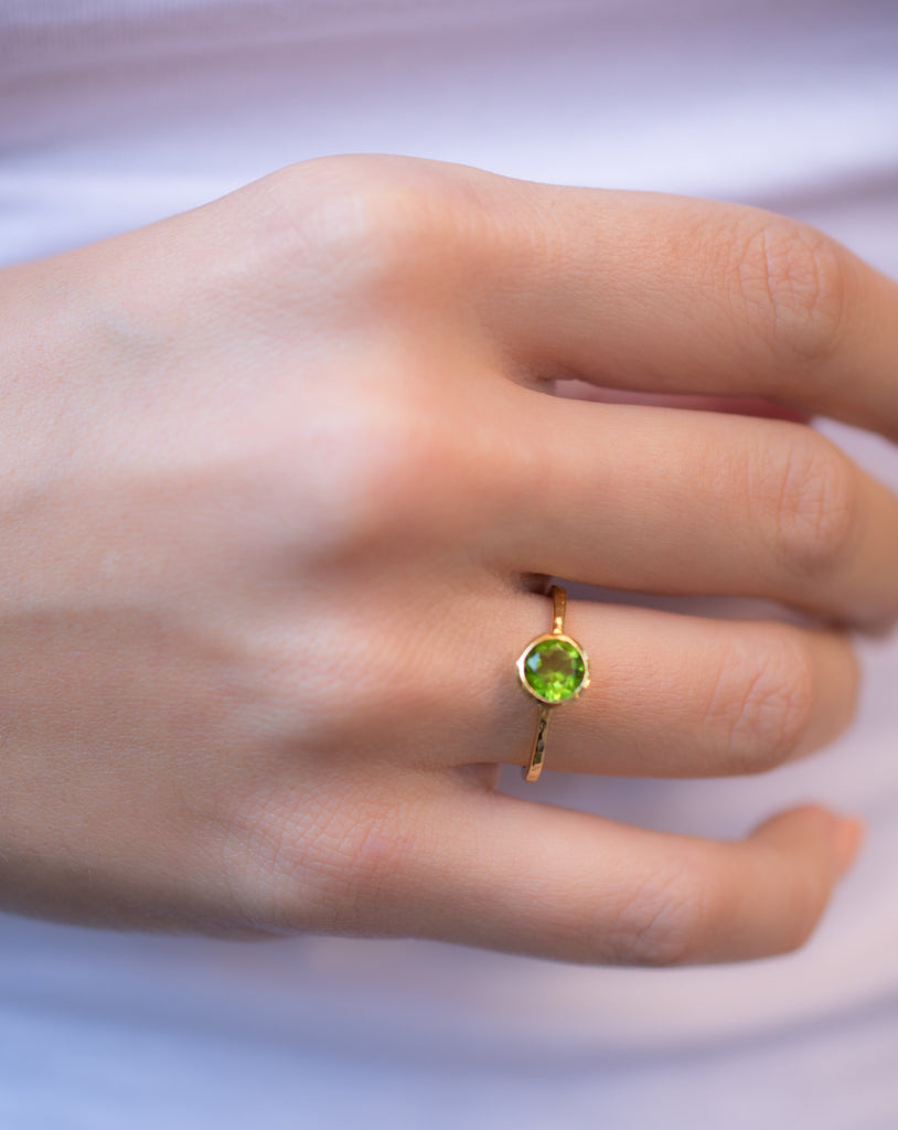Peridot Gold Ring ~ 18k Gold Plated ~ MR212