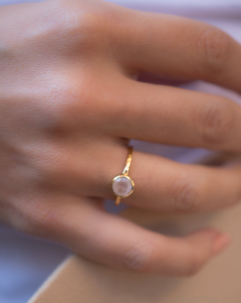 Rose Quartz Gold Ring ~ 18k Gold Plated ~ MR214