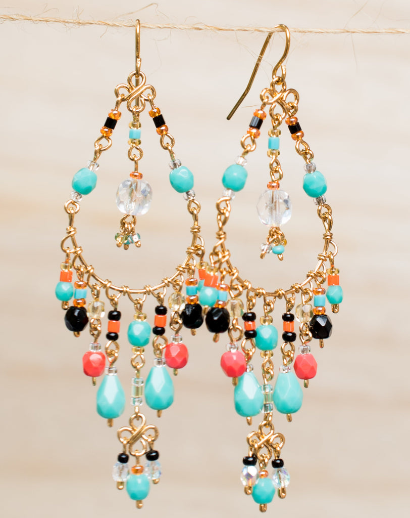 Leticia Chandelier Earrings ~Gold Plated ~ SME032 - Maresia Jewelry