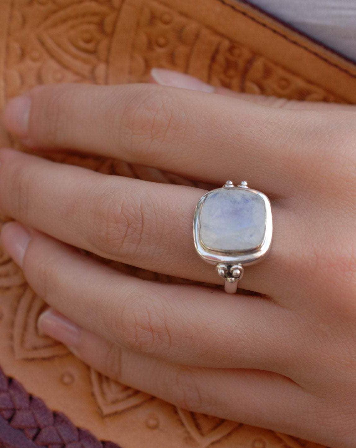 Alice Moonstone Ring ~ Sterling Silver 925 ~MR109 **Best Seller** - Maresia Jewelry