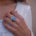Alice Rainbow Labradorite  Square Ring ~Sterling Silver 925 ~ MR111 - Maresia Jewelry