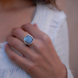 Alice Rainbow Labradorite  Square Ring ~Sterling Silver 925 ~ MR111 - Maresia Jewelry