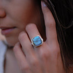 Alice Rainbow Labradorite  Square Ring ~Sterling Silver 925 ~ MR111 - Maresia Jewelry