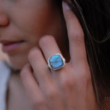 Alice Rainbow Labradorite  Square Ring ~Sterling Silver 925 ~ MR111 - Maresia Jewelry