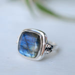 Alice Rainbow Labradorite  Square Ring ~Sterling Silver 925 ~ MR111 - Maresia Jewelry