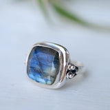 Alice Rainbow Labradorite  Square Ring ~Sterling Silver 925 ~ MR111 - Maresia Jewelry