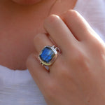 Alice Rainbow Labradorite  Square Ring ~Sterling Silver 925 ~ MR111 - Maresia Jewelry