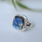 Alice Rainbow Labradorite  Square Ring ~Sterling Silver 925 ~ MR111 - Maresia Jewelry