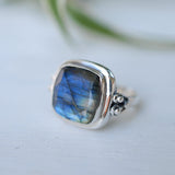 Alice Rainbow Labradorite  Square Ring ~Sterling Silver 925 ~ MR111 - Maresia Jewelry
