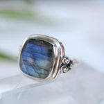 Alice Rainbow Labradorite  Square Ring ~Sterling Silver 925 ~ MR111 - Maresia Jewelry