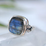 Alice Rainbow Labradorite  Square Ring ~Sterling Silver 925 ~ MR111 - Maresia Jewelry