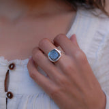 Alice Rainbow Labradorite  Square Ring ~Sterling Silver 925 ~ MR111 - Maresia Jewelry