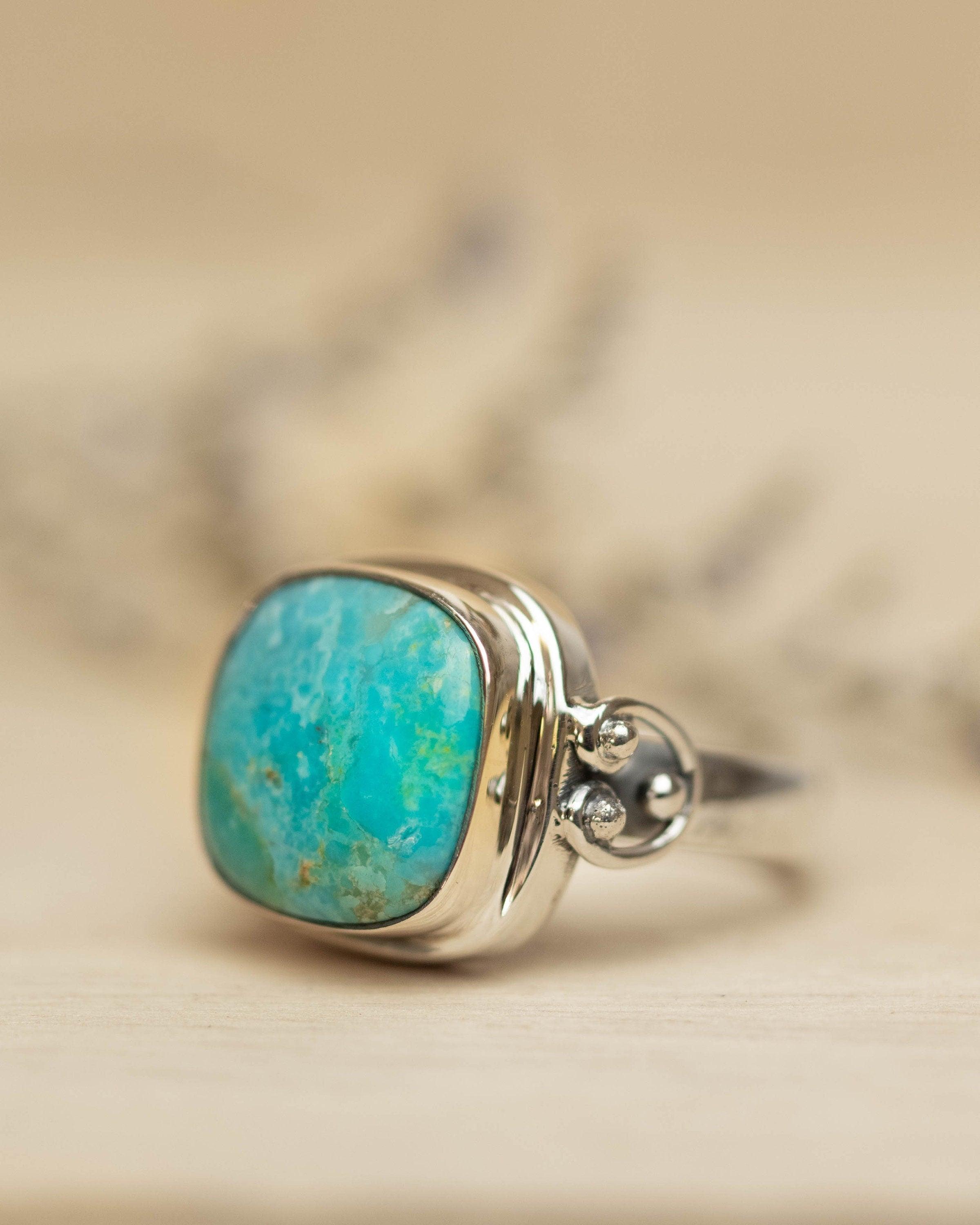 Turquoise Ring ~ Sterling Silver 925 ~ Handmade ~ Statement ~ Hippie ~ Bohemian ~ Jewelry ~Gift For Her ~Gemstone~December Birthstone~ MR259