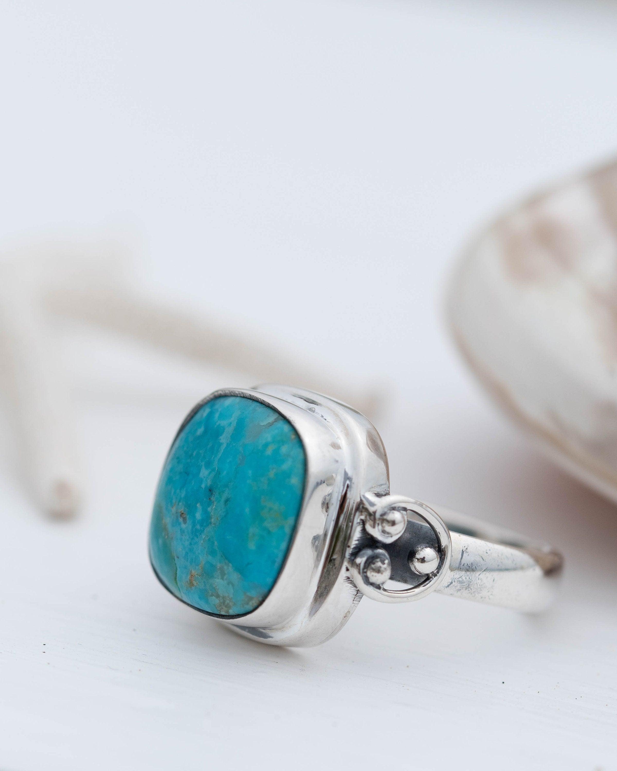 Turquoise Ring ~ Sterling Silver 925 ~ Handmade ~ Statement ~ Hippie ~ Bohemian ~ Jewelry ~Gift For Her ~Gemstone~December Birthstone~ MR259