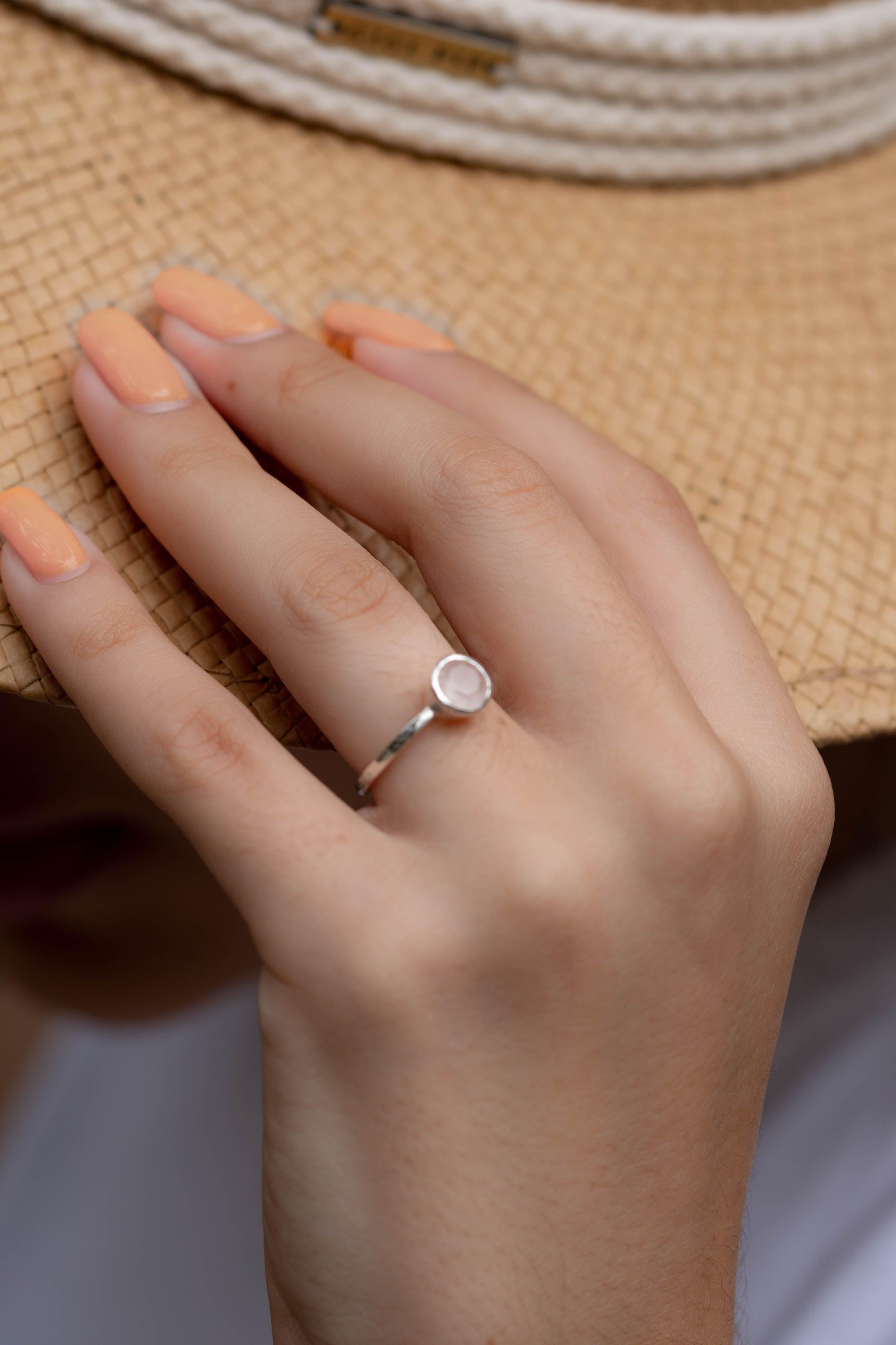 Aline Ring ~ Rose Quartz ~ Sterling Silver 925 ~ MR240 - Maresia Jewelry