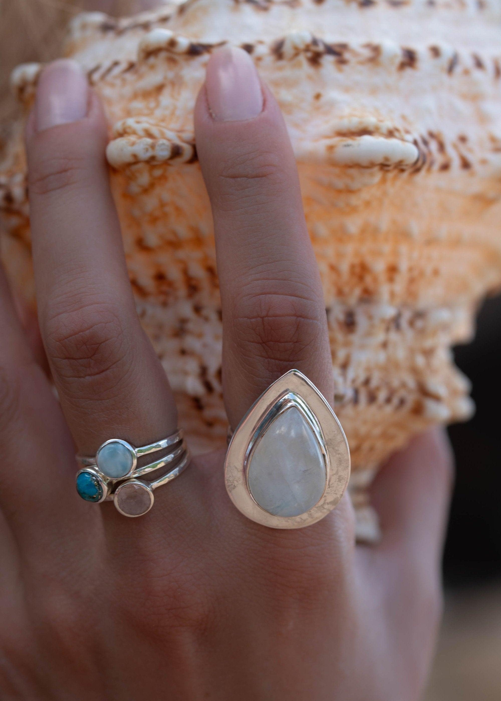 Rose Quartz Gold Ring ~ Sterling Silver 925 ~  Delicate ~ Handmade ~ Gemstone~Statement ~Everyday~ Hippie~Bohemian~Stackable MR240
