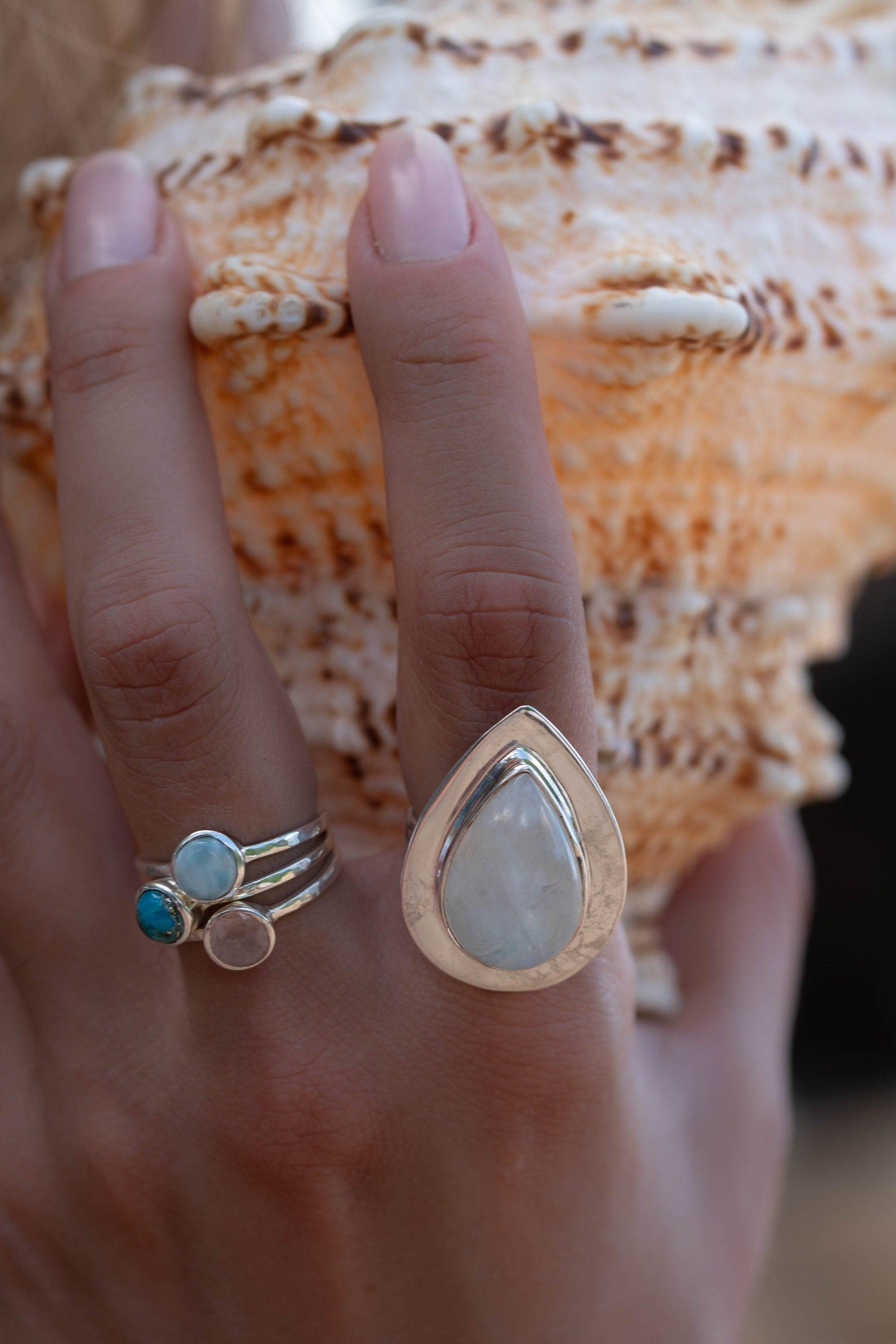 Rose Quartz Gold Ring ~ Sterling Silver 925 ~  Delicate ~ Handmade ~ Gemstone~Statement ~Everyday~ Hippie~Bohemian~Stackable MR240