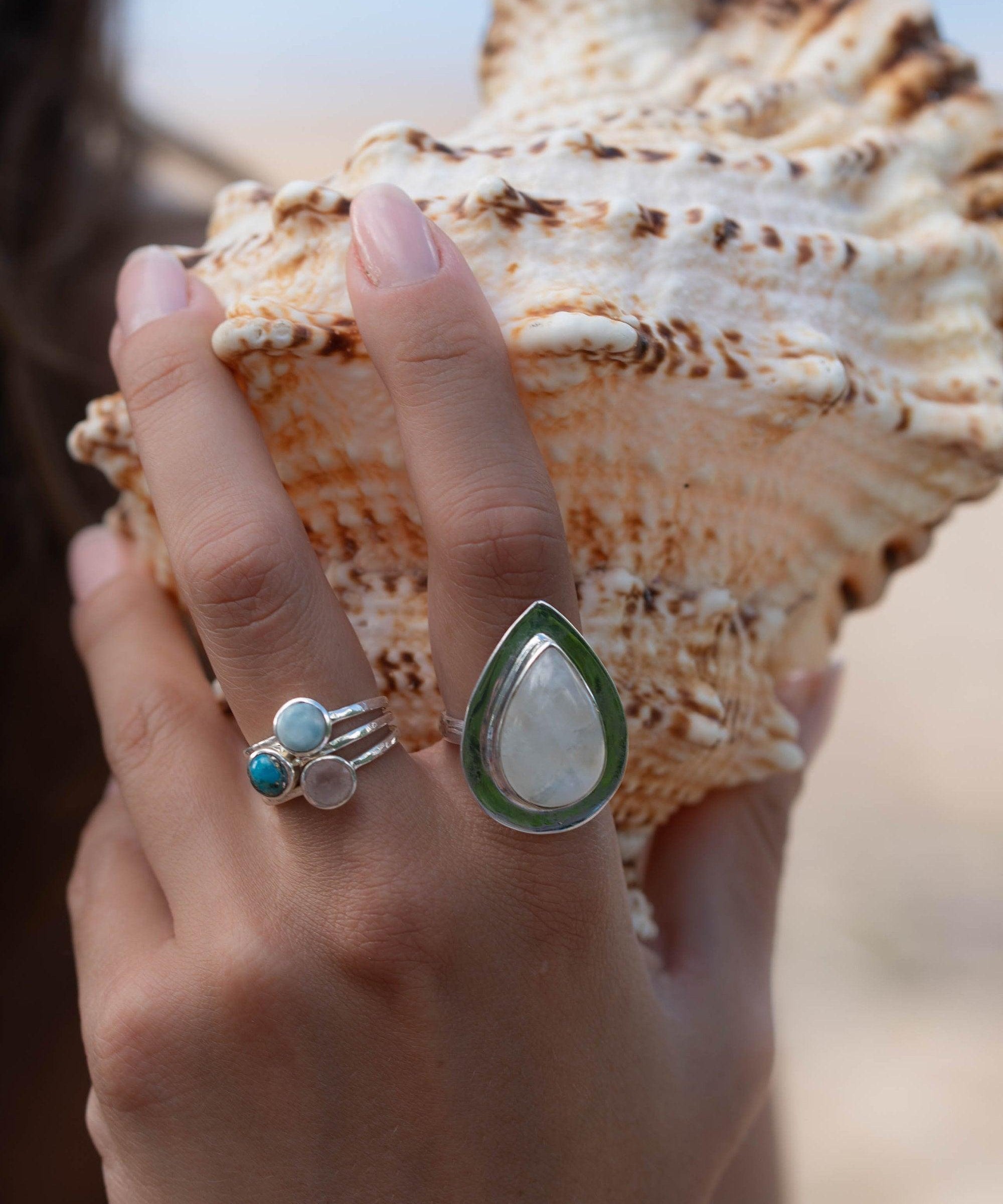 Rose Quartz Gold Ring ~ Sterling Silver 925 ~  Delicate ~ Handmade ~ Gemstone~Statement ~Everyday~ Hippie~Bohemian~Stackable MR240