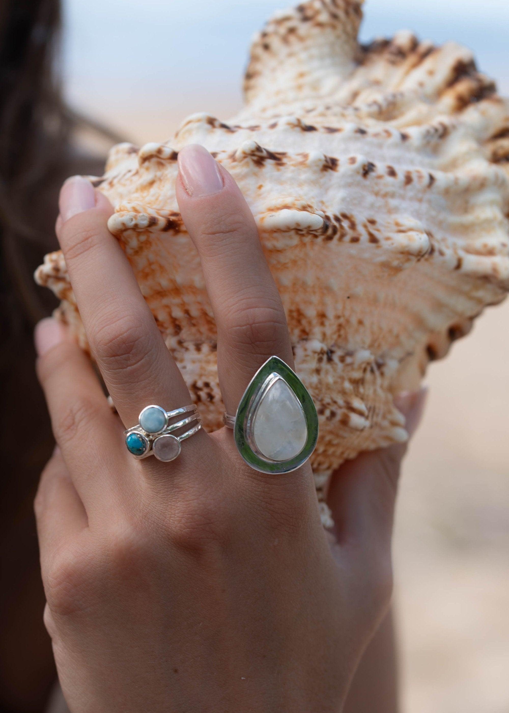 Rose Quartz Gold Ring ~ Sterling Silver 925 ~  Delicate ~ Handmade ~ Gemstone~Statement ~Everyday~ Hippie~Bohemian~Stackable MR240