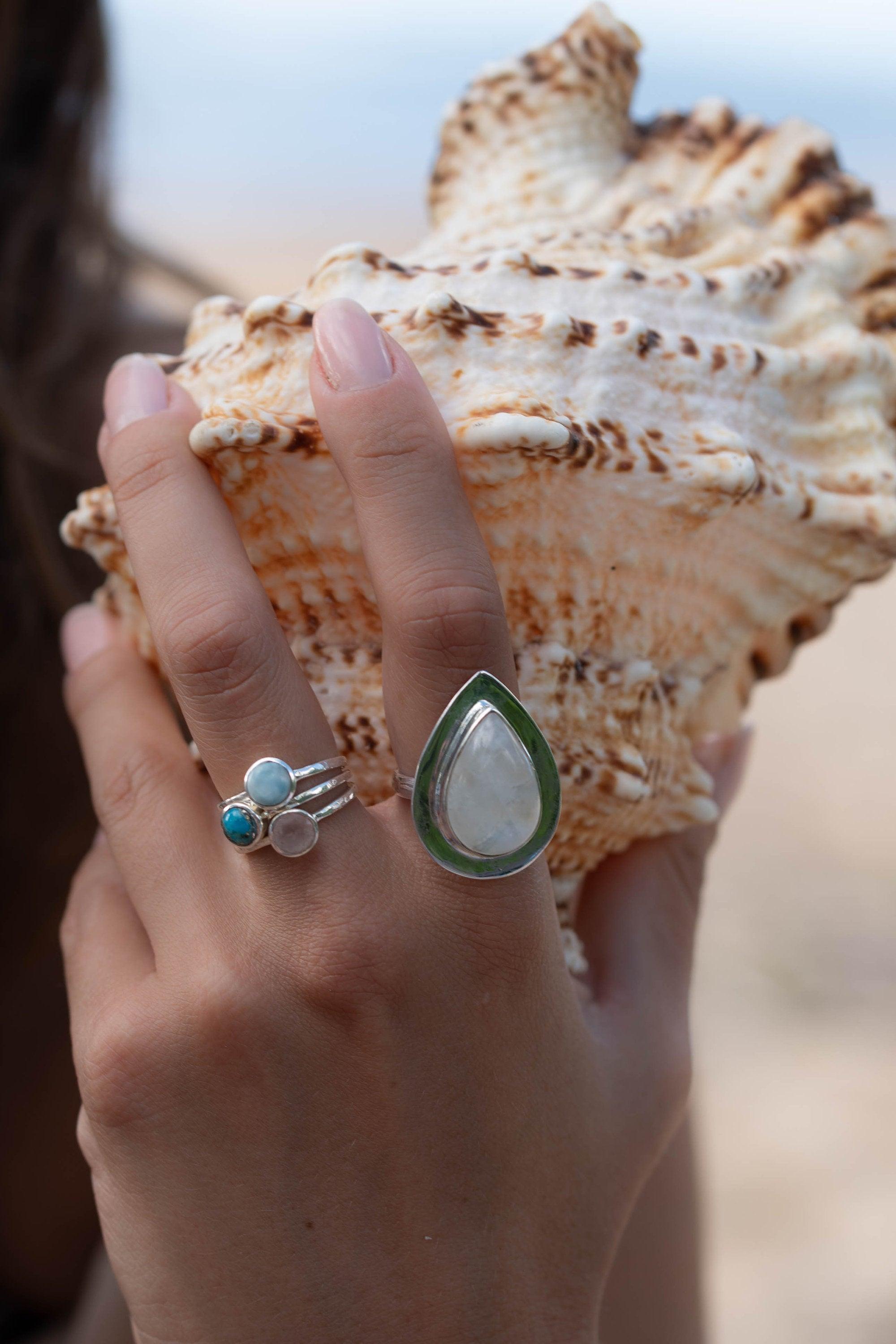 Rose Quartz Gold Ring ~ Sterling Silver 925 ~  Delicate ~ Handmade ~ Gemstone~Statement ~Everyday~ Hippie~Bohemian~Stackable MR240