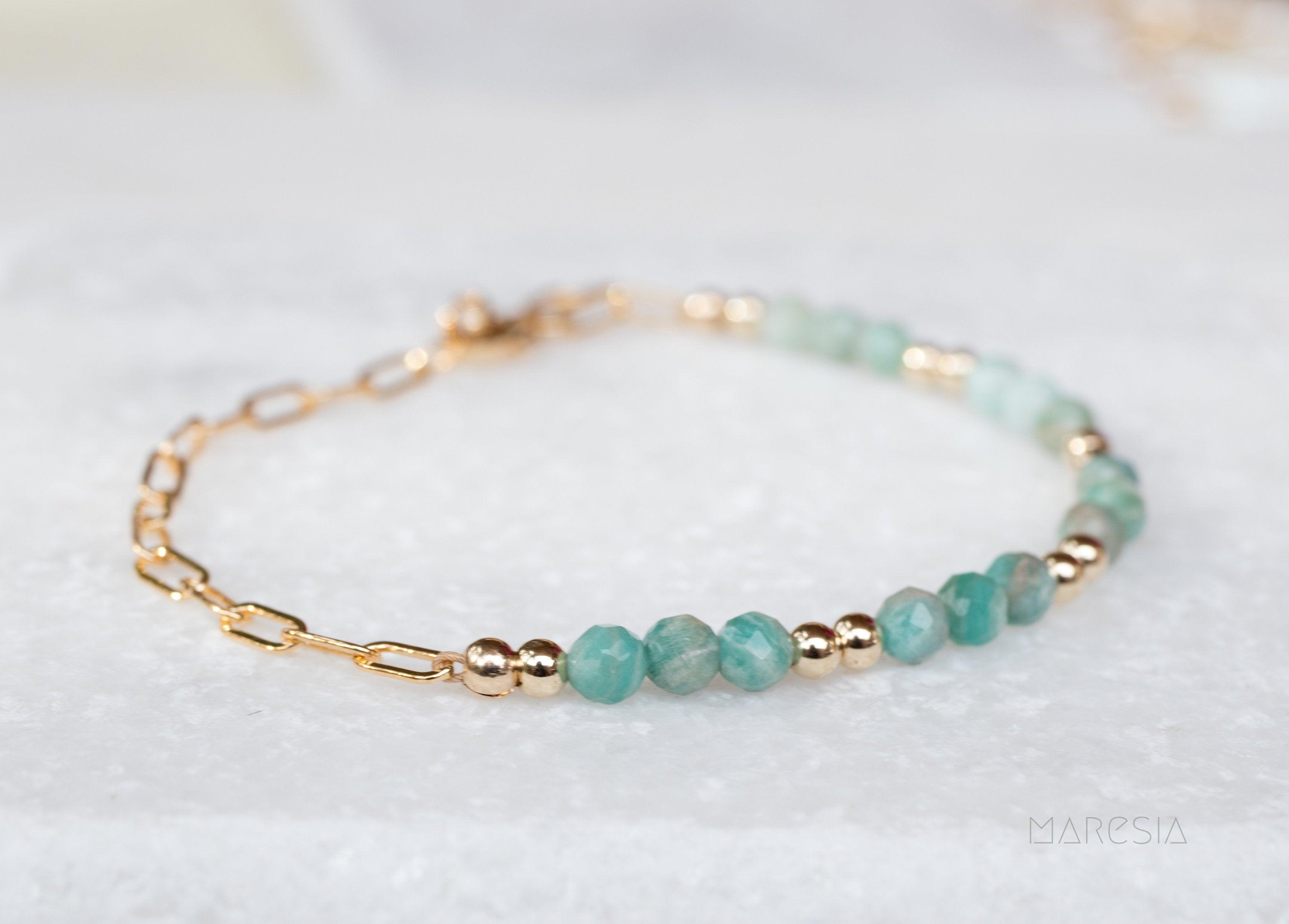 Amazonite Bracelet ~ Gold Filled or Sterling Silver 925 ~ MB017 - Maresia Jewelry
