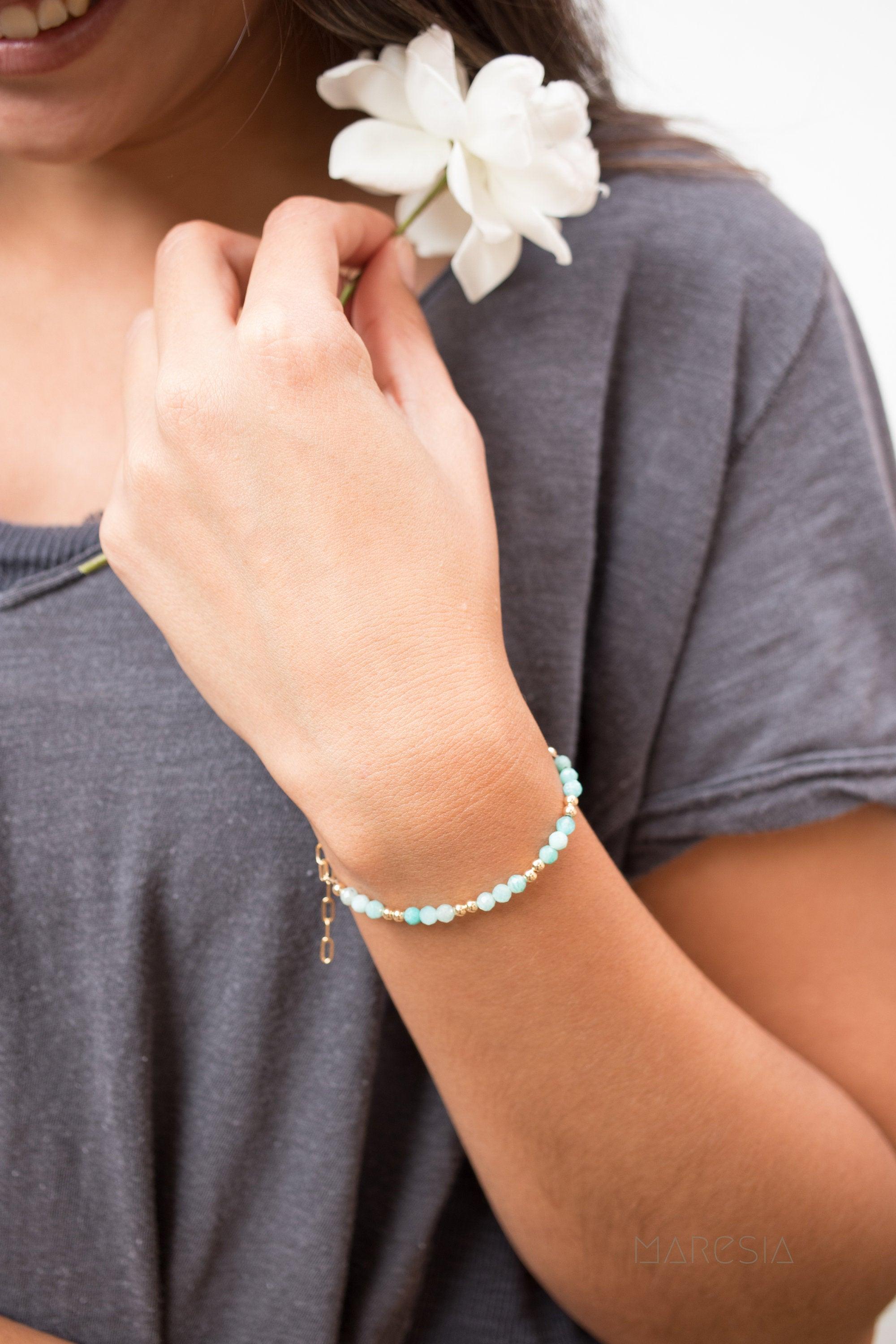 Amazonite Bracelet ~ Gold Filled or Sterling Silver 925 ~ MB017 - Maresia Jewelry
