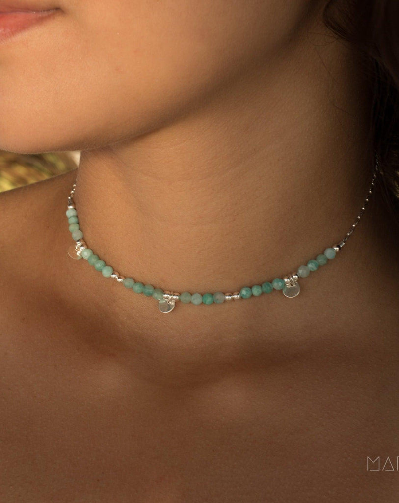 Amazonite Choker ~ Sterling Silver 925 or Gold Filled ~ MN020 - Maresia Jewelry