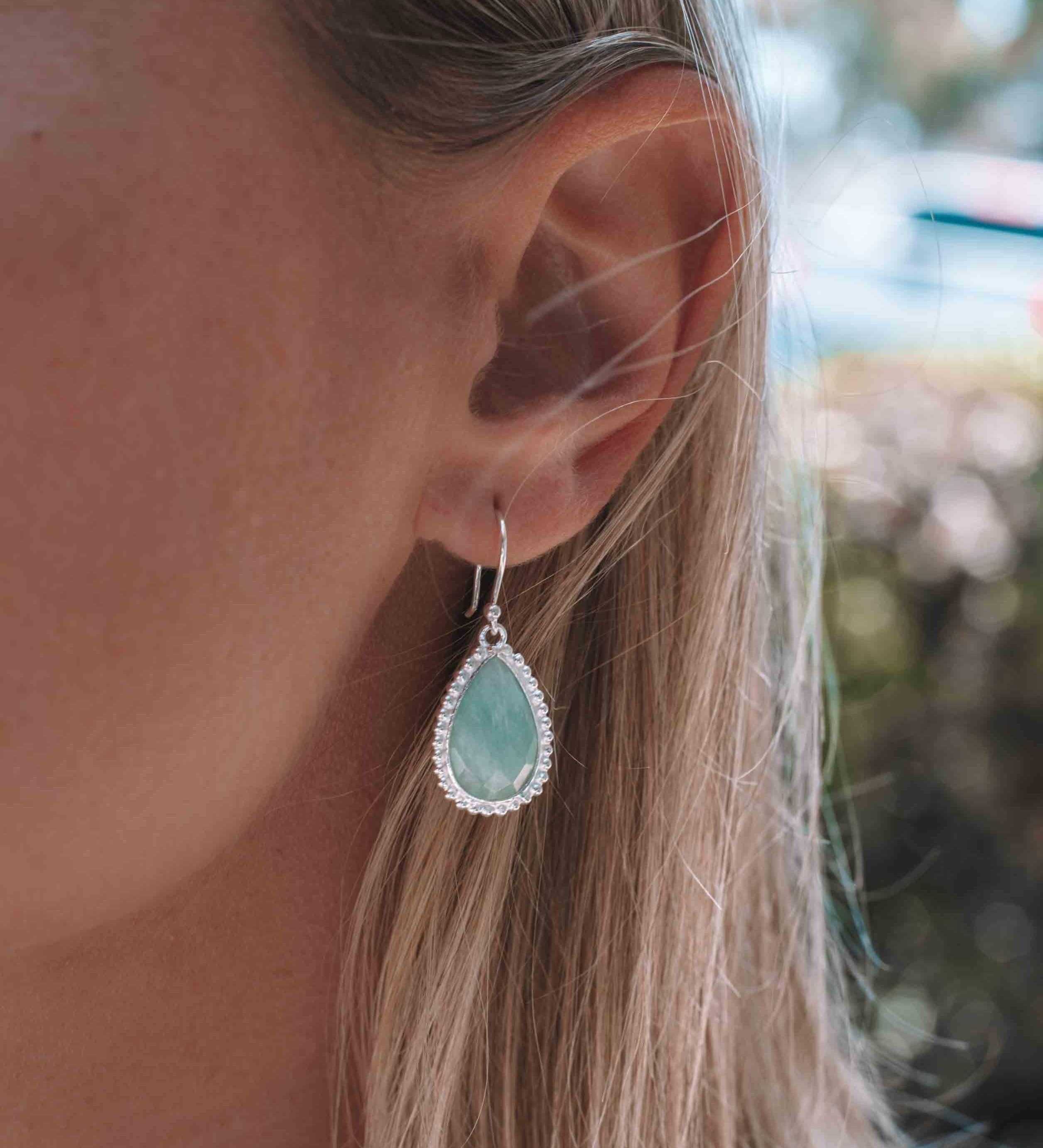 Amazonite Earrings ~ Sterling Silver 925 ~ME196 - Maresia Jewelry