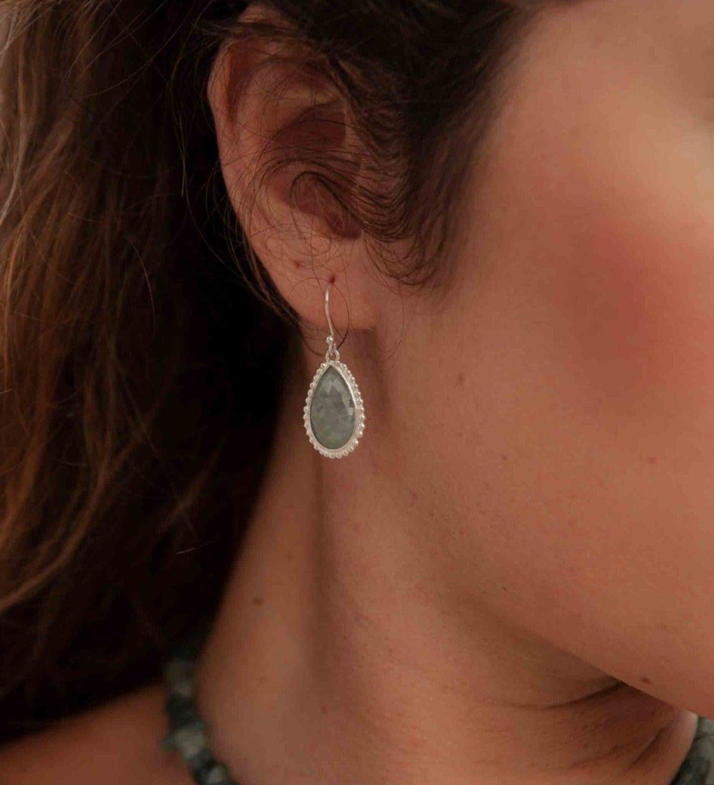 Amazonite Earrings ~ Sterling Silver 925 ~ Bohemian ~ Gemstone ~ Dangle ~ Handmade ~ Jewelry ~ Gift for her ~Maresi ~Boho~Tear Drop~ME196