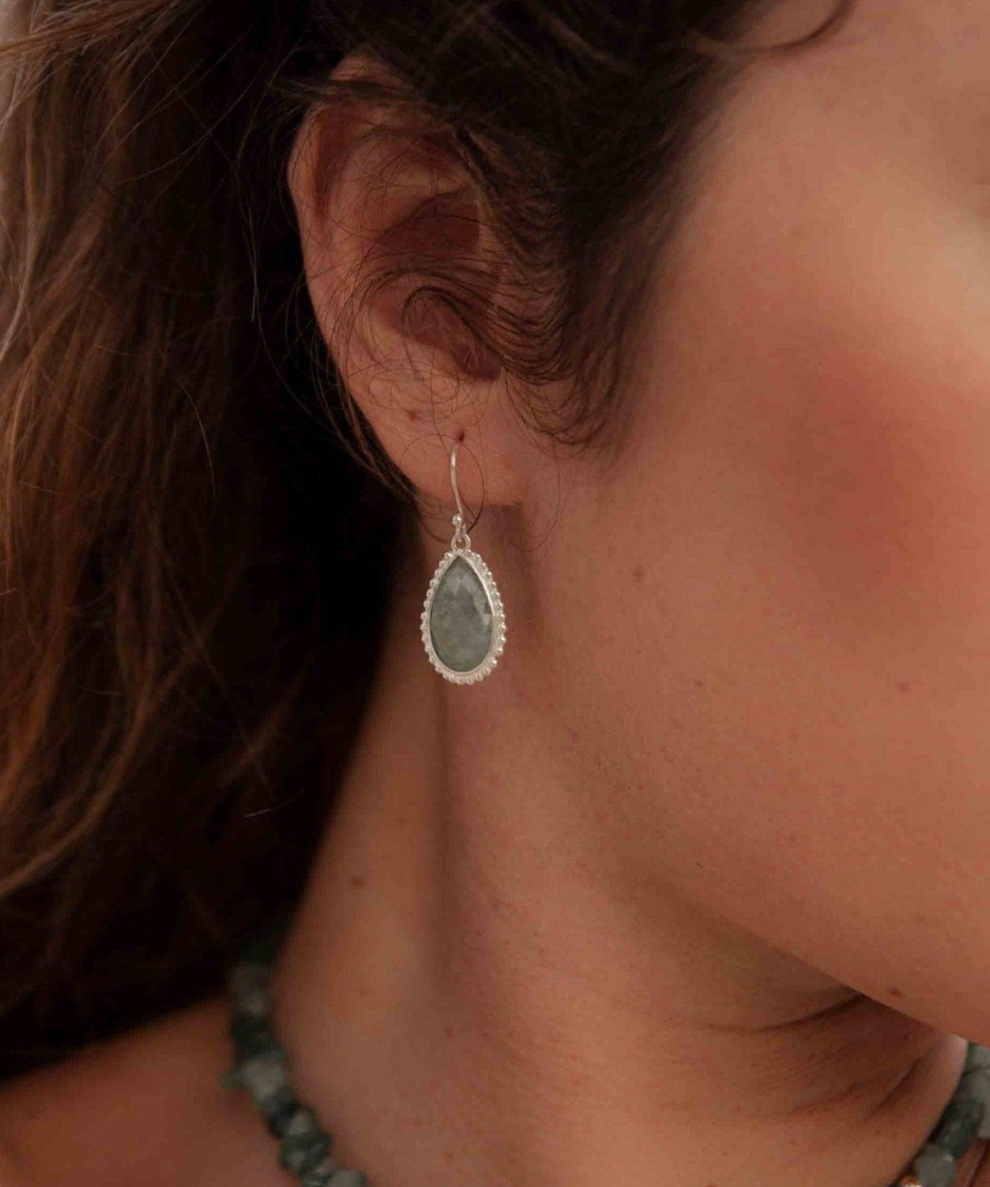 Amazonite Earrings ~ Sterling Silver 925 ~ Bohemian ~ Gemstone ~ Dangle ~ Handmade ~ Jewelry ~ Gift for her ~Maresi ~Boho~Tear Drop~ME196