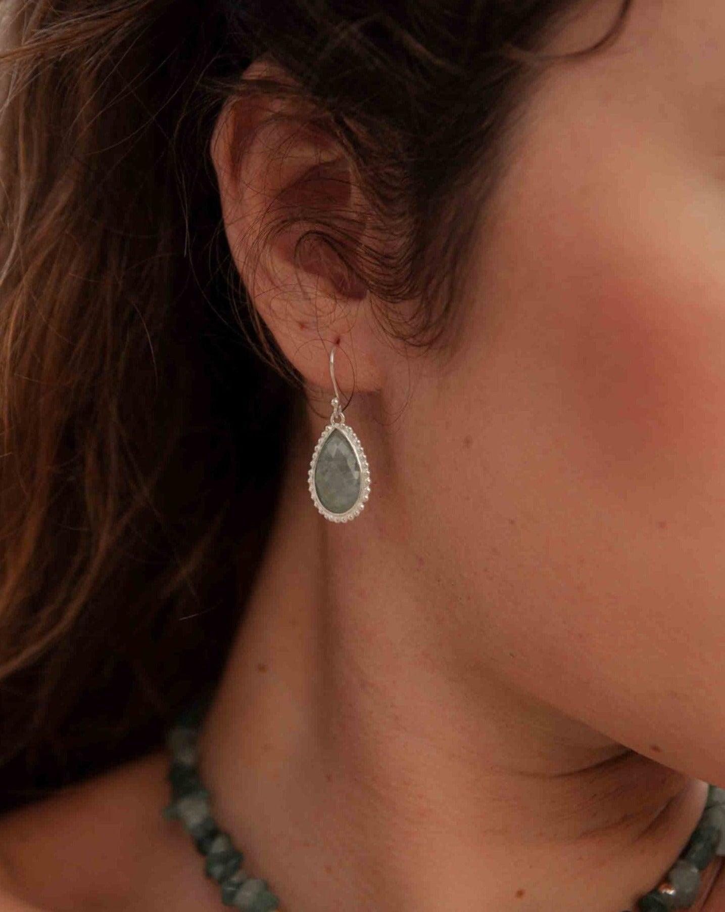 Amazonite Earrings ~ Sterling Silver 925 ~ Bohemian ~ Gemstone ~ Dangle ~ Handmade ~ Jewelry ~ Gift for her ~Maresi ~Boho~Tear Drop~ME196