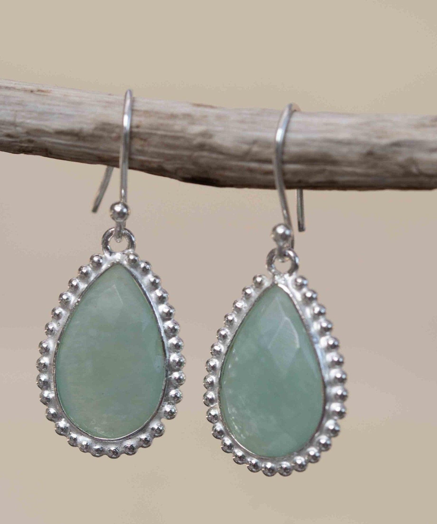 Amazonite Earrings ~ Sterling Silver 925 ~ Bohemian ~ Gemstone ~ Dangle ~ Handmade ~ Jewelry ~ Gift for her ~Maresi ~Boho~Tear Drop~ME196