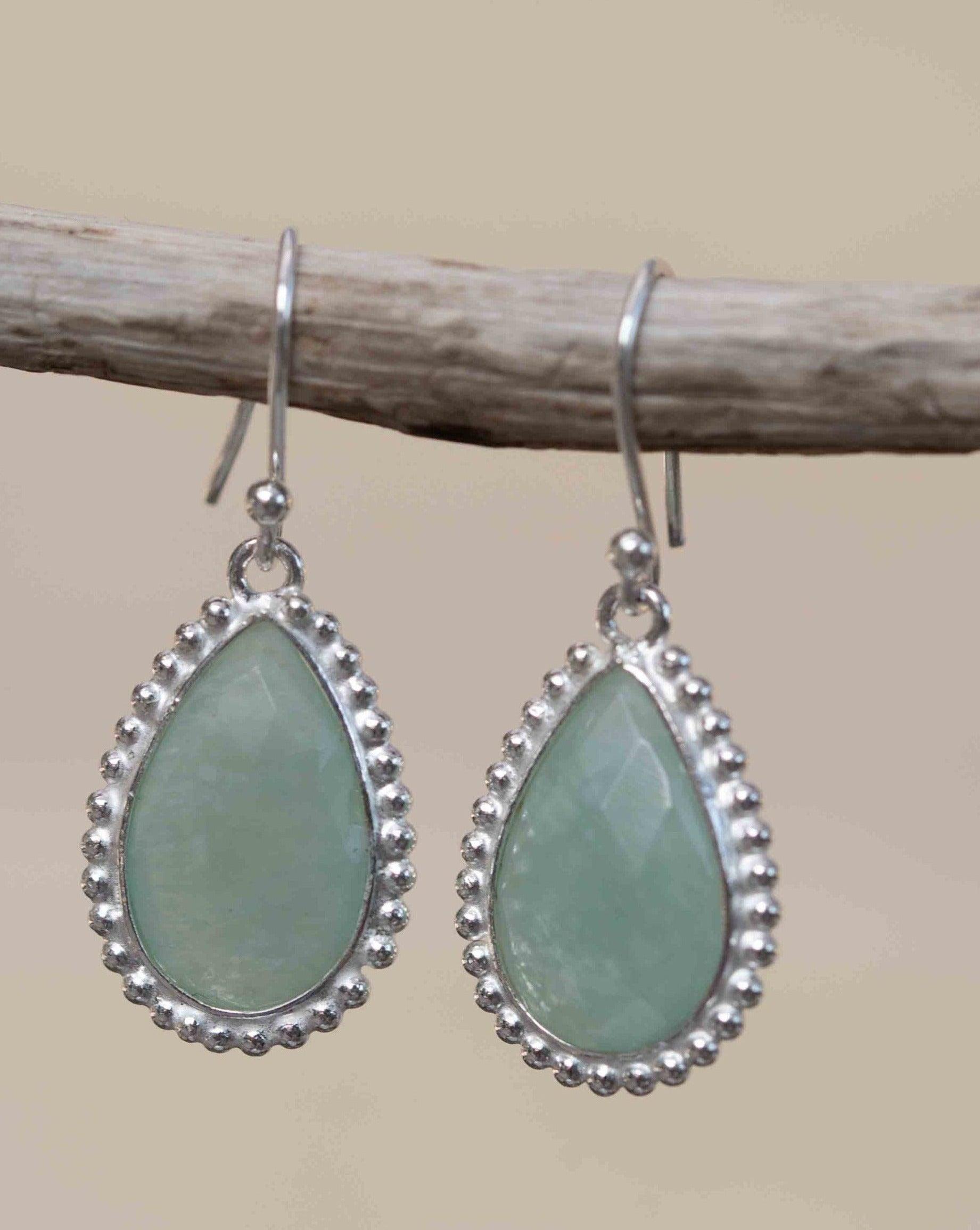 Amazonite Earrings ~ Sterling Silver 925 ~ Bohemian ~ Gemstone ~ Dangle ~ Handmade ~ Jewelry ~ Gift for her ~Maresi ~Boho~Tear Drop~ME196