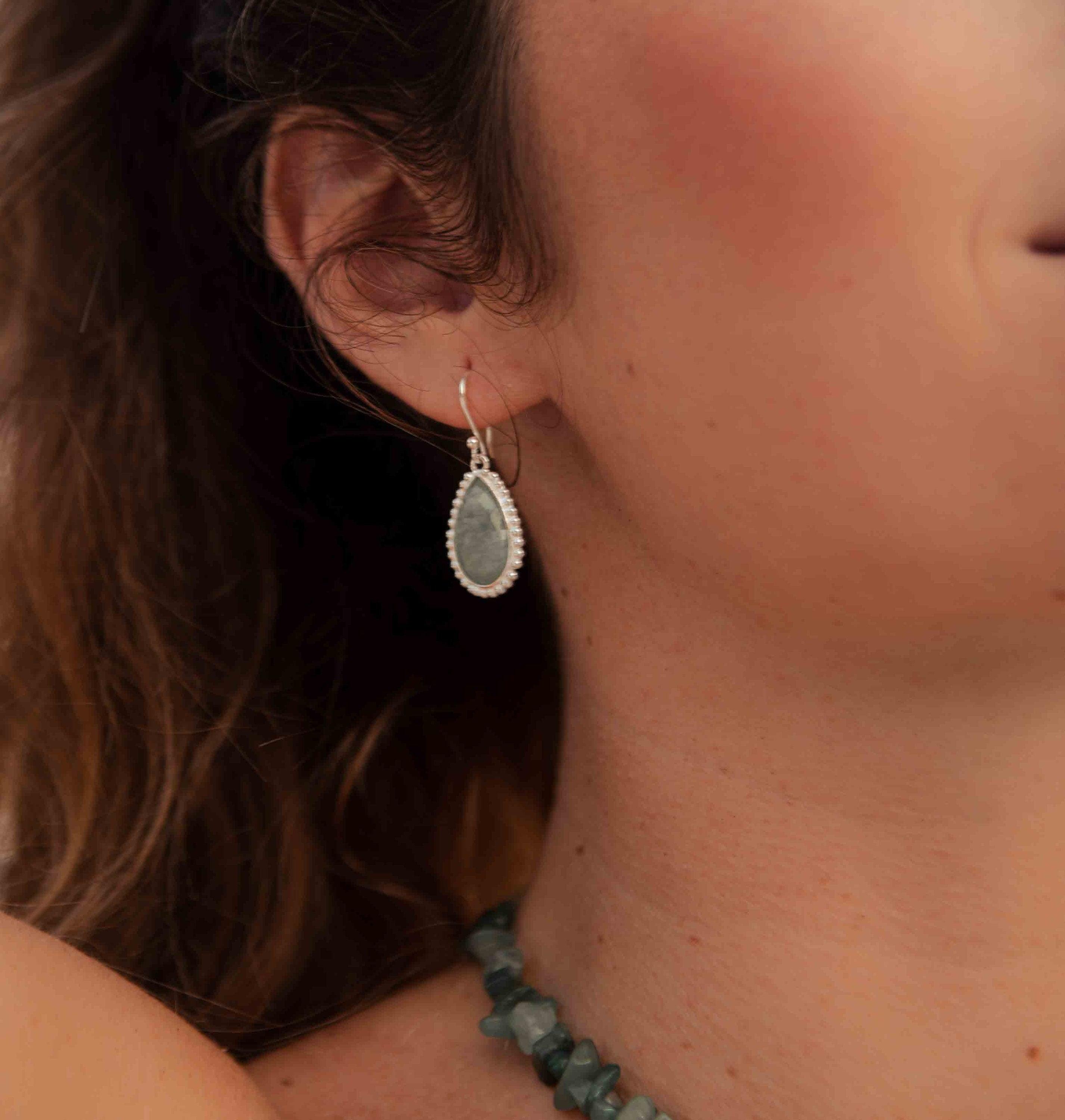 Amazonite Earrings ~ Sterling Silver 925 ~ Bohemian ~ Gemstone ~ Dangle ~ Handmade ~ Jewelry ~ Gift for her ~Maresi ~Boho~Tear Drop~ME196