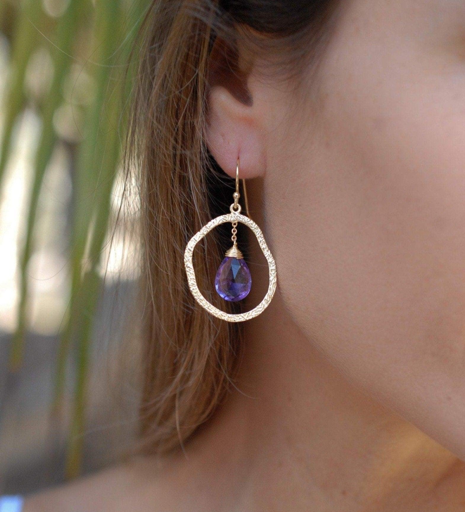 Amethyst Earrings ~18k Gold Plated~ ME018A - Maresia Jewelry