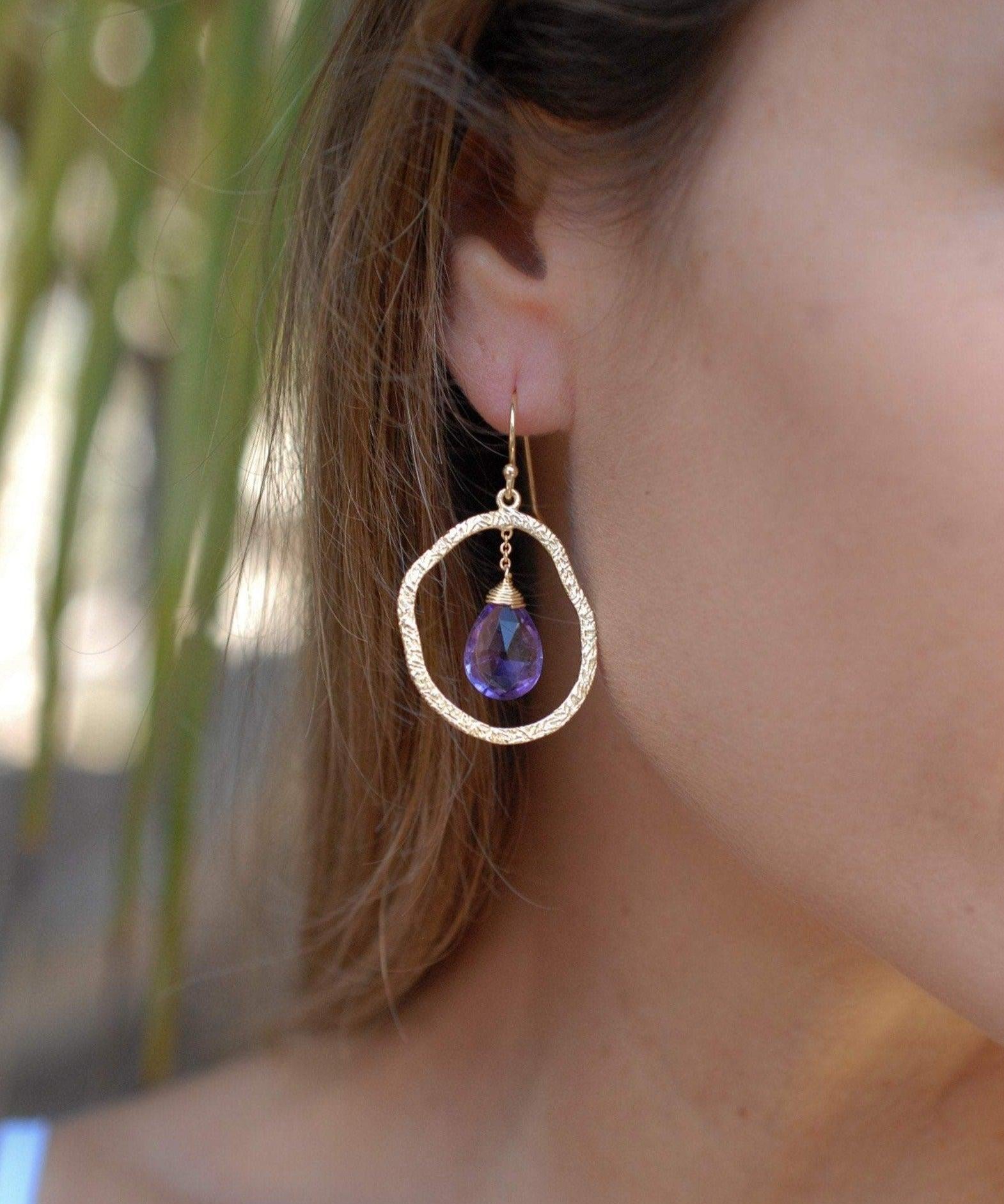 Amethyst Earrings ~18k Gold Plated~ ME018A - Maresia Jewelry