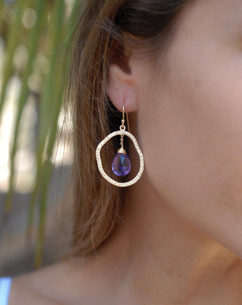 Amethyst Earrings ~18k Gold Plated~ ME018A - Maresia Jewelry