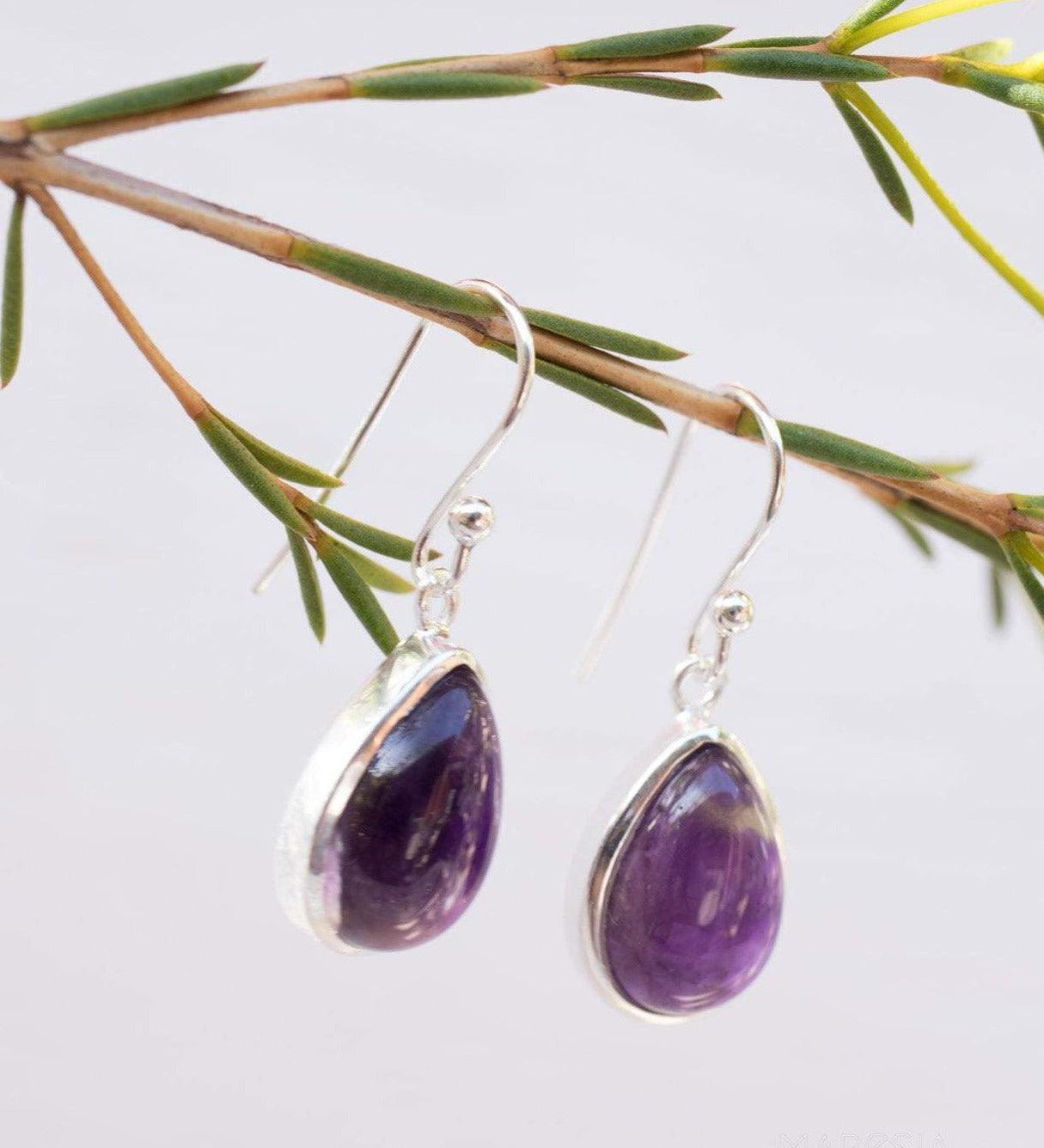 Amethyst Earrings ~ Sterling Silver 925 ~ ME139 - Maresia Jewelry