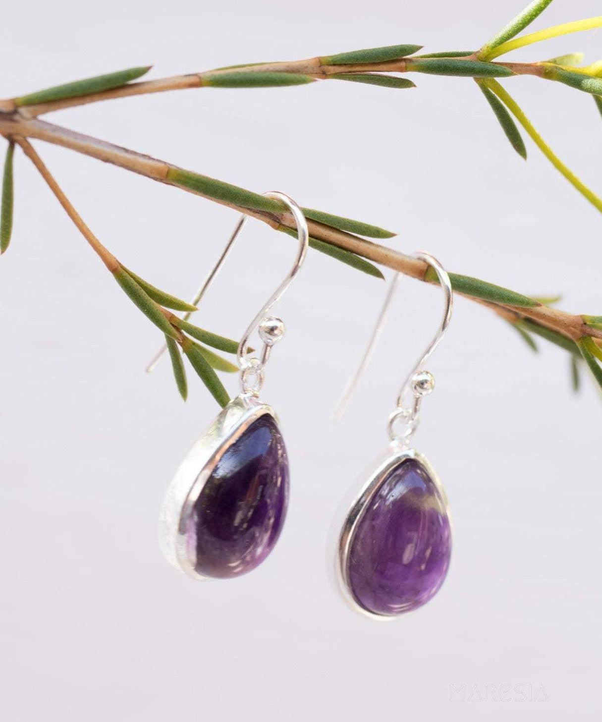 Amethyst Earrings ~ Sterling Silver 925 ~ ME139 - Maresia Jewelry