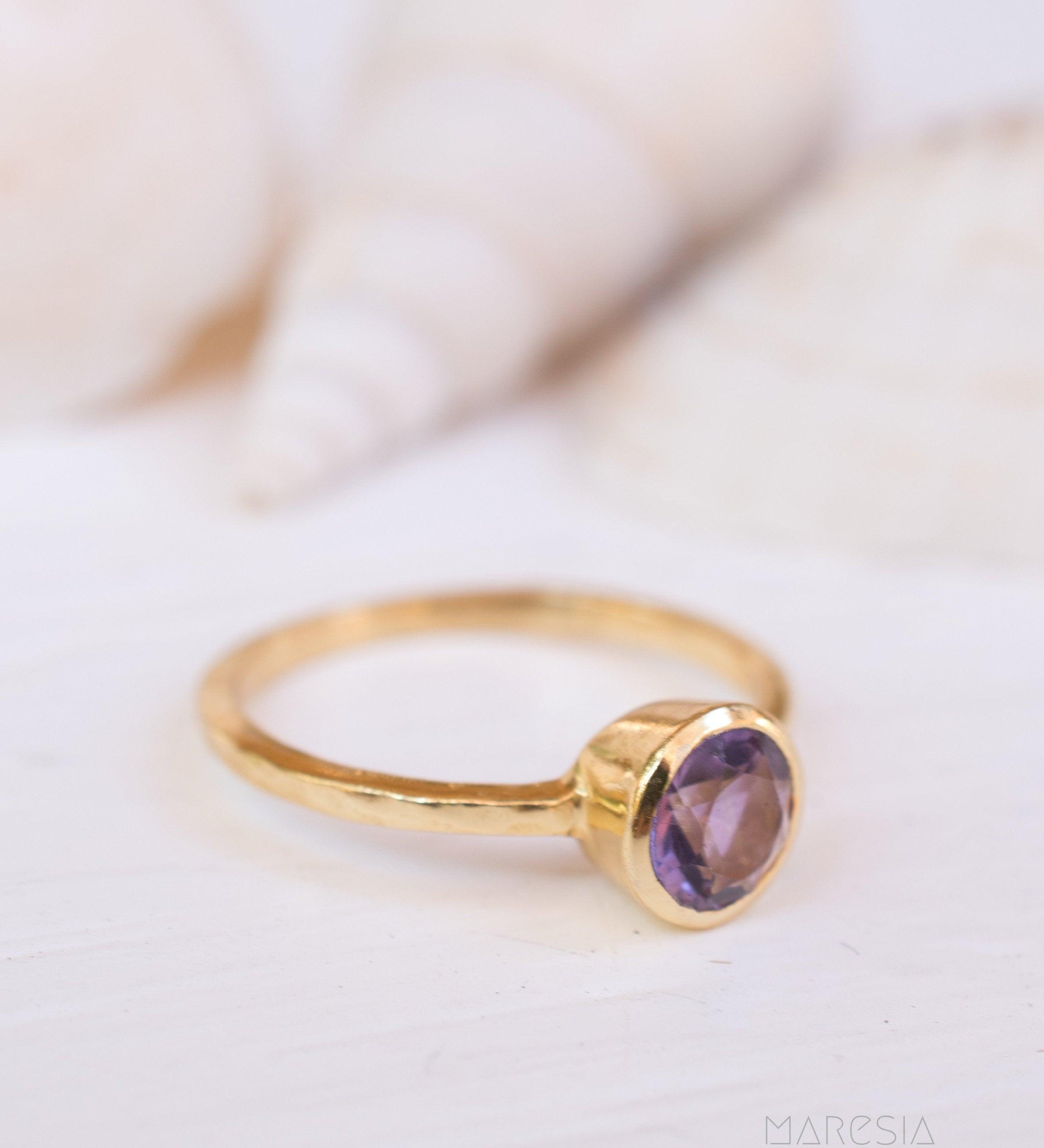 Amethyst Gold Ring ~ 18k Gold Plated ~ MR213 - Maresia Jewelry