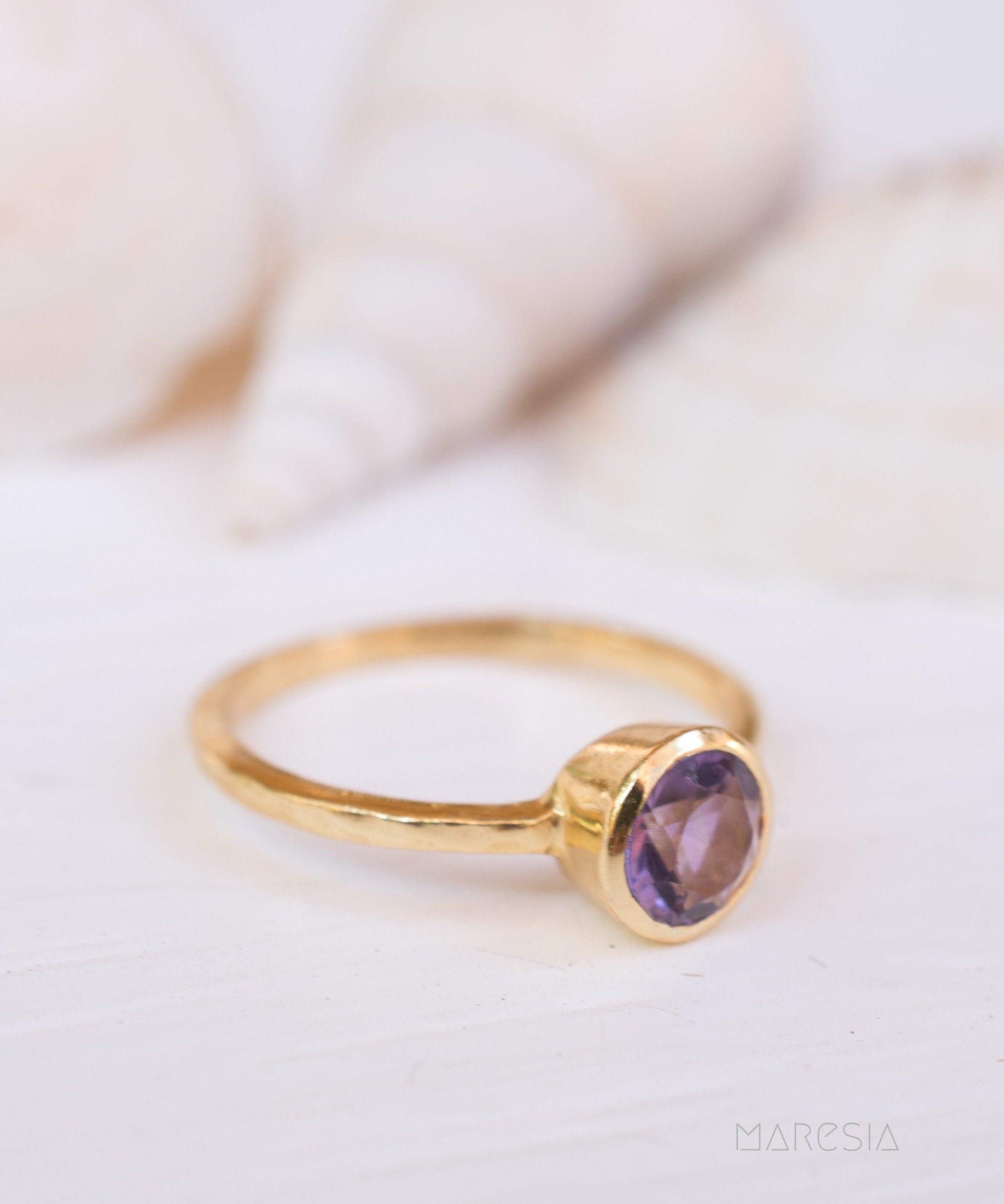 Amethyst Gold Ring ~ 18k Gold Plated ~ MR213 - Maresia Jewelry